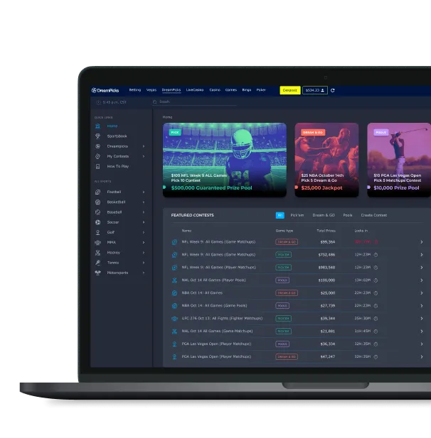 DreamPicks betting platform MVP design card