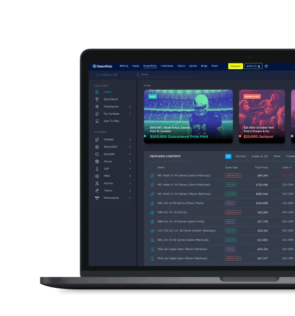 DreamPicks betting platform MVP design card